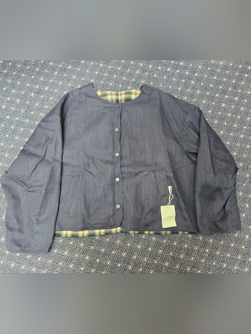 Lintico Tencel Linen Reversible Crew Neck Casual Jacket CHLOE Size Large